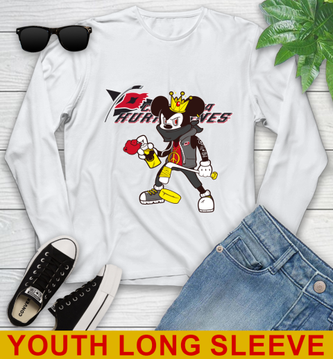 Carolina Hurricanes NHL Hockey Mickey Peace Sign Sports Youth Long Sleeve