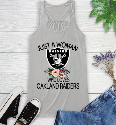 NFL Just A Woman Who Loves Oakland Raiders Football Sports Racerback Tank