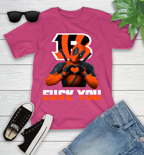 NHL Cincinnati Bengals Deadpool Love You Fuck You Football Sports Youth T-Shirt 11