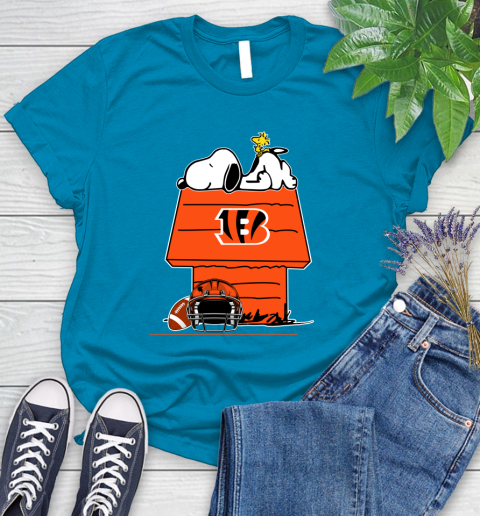 Cincinnati Bengals NFL Football Snoopy Woodstock The Peanuts Movie Women's T-Shirt 7