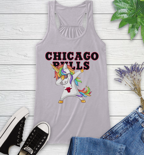 Chicago Bulls NBA Basketball Funny Unicorn Dabbing Sports Racerback Tank 5