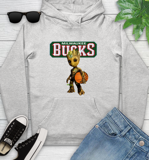 Milwaukee Bucks NBA Basketball Groot Marvel Guardians Of The Galaxy Youth Hoodie