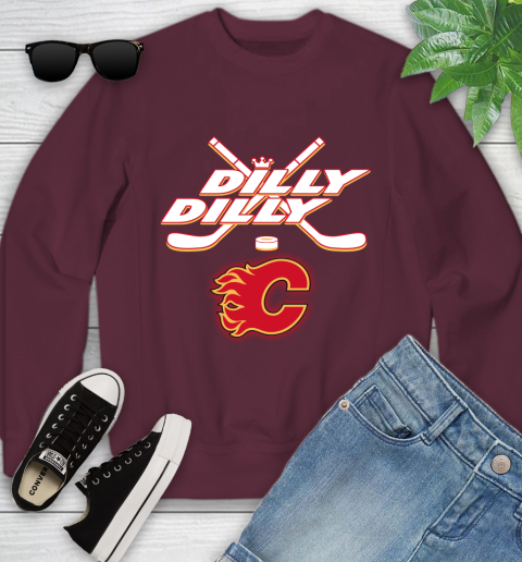 NHL Calgary Flames Dilly Dilly Hockey Sports Youth Sweatshirt 5