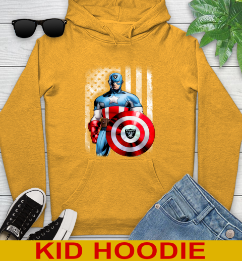 Oakland Raiders NFL Football Captain America Marvel Avengers American Flag Shirt Youth Hoodie 2