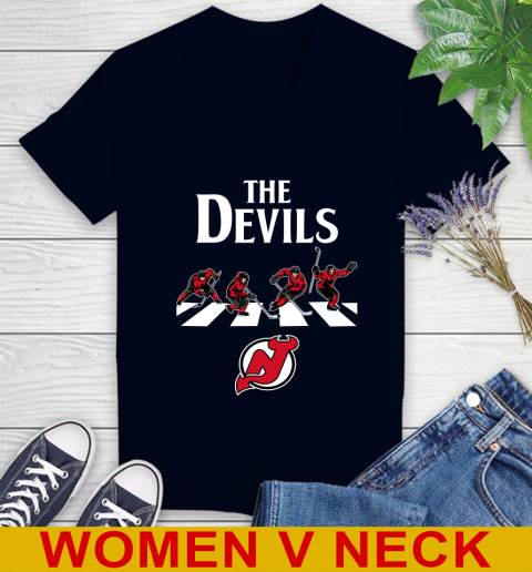 NHL Hockey New Jersey Devils The Beatles Rock Band Shirt Women's V-Neck T-Shirt 2