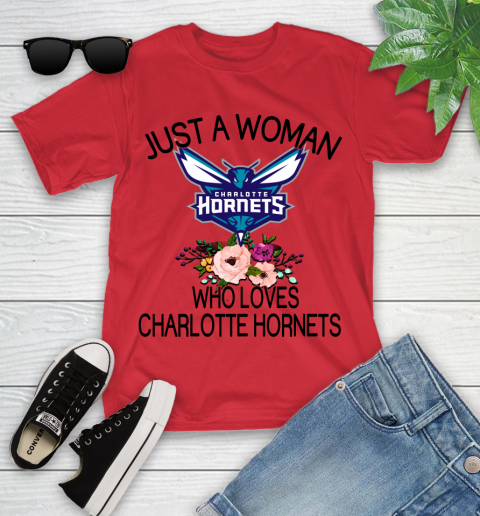 NBA Just A Woman Who Loves Charlotte Hornets Basketball Sports Youth T-Shirt 8