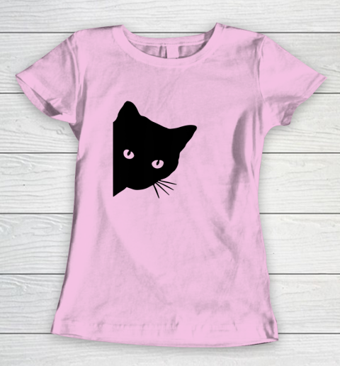 Black Cat Face Watching Funny Cat Halloween Gifts Cat Lovers T Shirt.QZSPTYUYC4 Women's T-Shirt 6