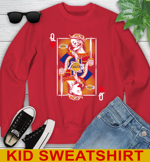 NBA Basketball Los Angeles Lakers The Queen Of Hearts Card Shirt Youth Sweatshirt 7