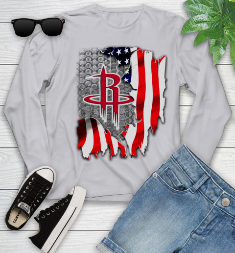 Houston Rockets NBA Basketball American Flag Youth Long Sleeve 5