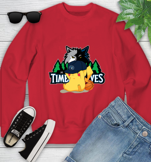 NBA Pikachu Basketball Sports Minnesota Timberwolves Youth Sweatshirt 9