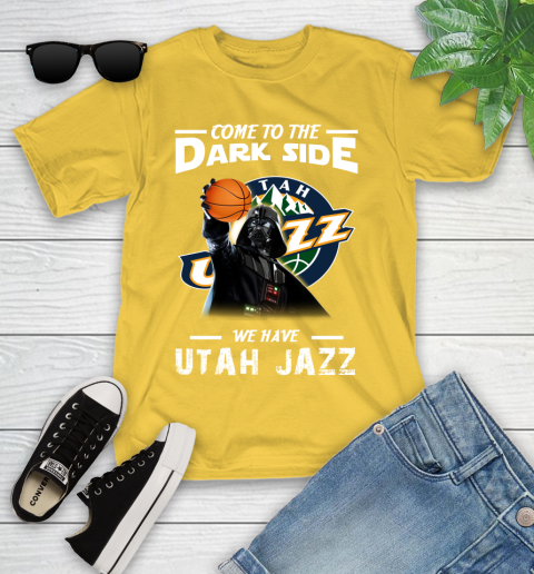 NBA Come To The Dark Side We Have Utah Jazz Star Wars Darth Vader Basketball Youth T-Shirt 10