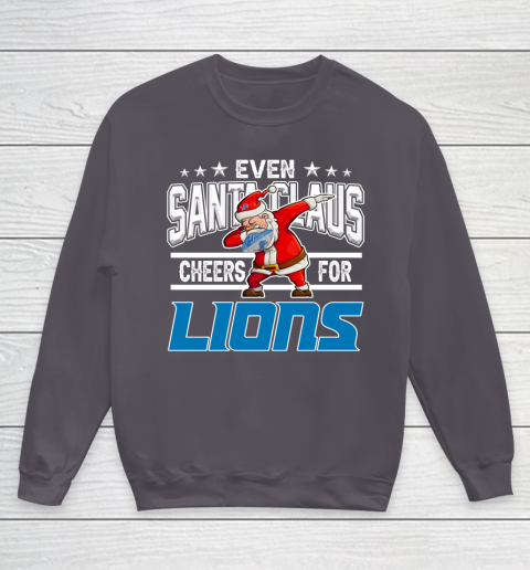 Detroit Lions Even Santa Claus Cheers For Christmas NFL Youth Sweatshirt 5