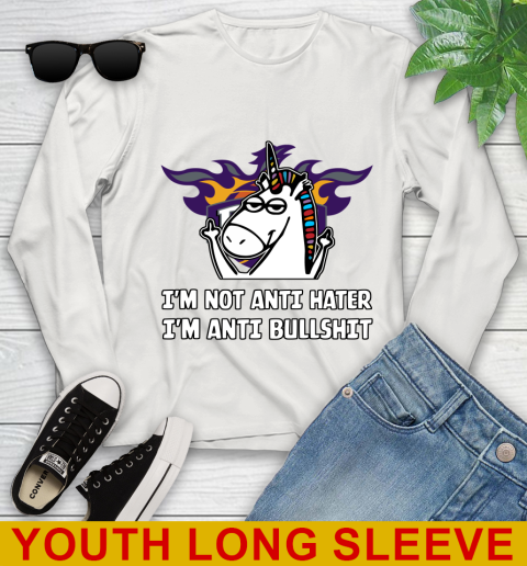 Phoenix Suns NBA Basketball Unicorn I'm Not Anti Hater I'm Anti Bullshit Youth Long Sleeve 12