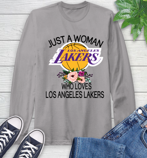 NBA Just A Woman Who Loves Los Angeles Lakers Basketball Sports Long Sleeve T-Shirt 4