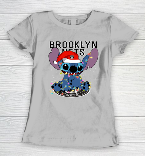 Brooklyn Nets NBA noel stitch Basketball Christmas Women's T-Shirt 3