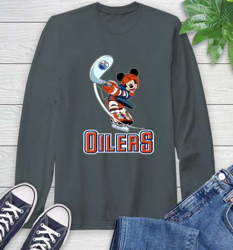 NHL Hockey Edmonton Oilers Cheerful Mickey Mouse Shirt Long Sleeve T-Shirt 7