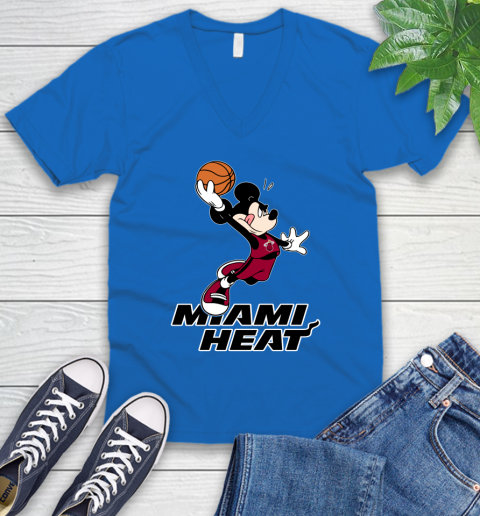 NBA Basketball Miami Heat Cheerful Mickey Mouse Shirt V-Neck T-Shirt 6