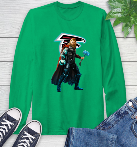 NFL Thor Avengers Endgame Football Atlanta Falcons Long Sleeve T-Shirt 7