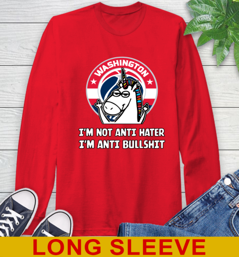 Washington Wizards NBA Basketball Unicorn I'm Not Anti Hater I'm Anti Bullshit Long Sleeve T-Shirt 10