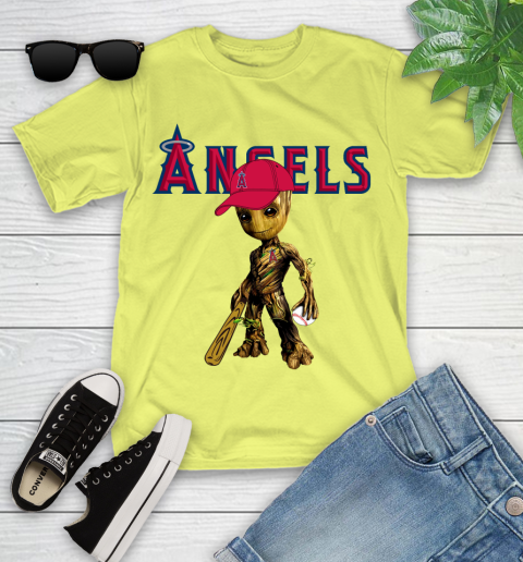 MLB Los Angeles Angels Groot Guardians Of The Galaxy Baseball Youth T-Shirt 8