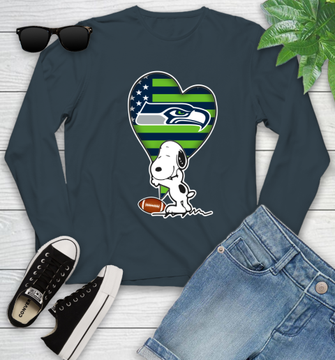 Seattle Seahawks NFL Football The Peanuts Movie Adorable Snoopy Youth Long Sleeve 8