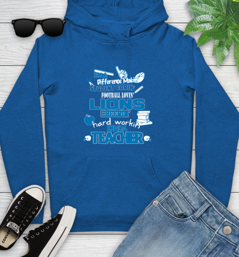 Detroit Lions NFL I'm A Difference Making Student Caring Football Loving Kinda Teacher Youth Hoodie 11