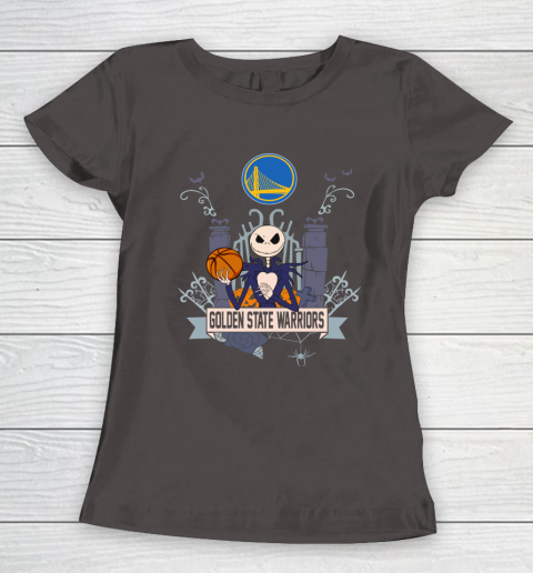 NBA Golden State Warriors Basketball Jack Skellington Halloween Women's T-Shirt 7