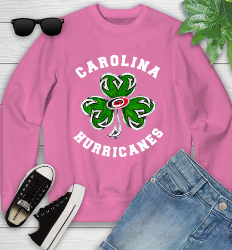 NHL Carolina Hurricanes Three Leaf Clover St Patrick's Day Hockey Sports Youth Sweatshirt 6