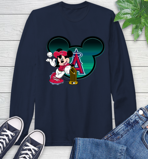 MLB Los Angeles Angels The Commissioner's Trophy Mickey Mouse Disney Long Sleeve T-Shirt 4