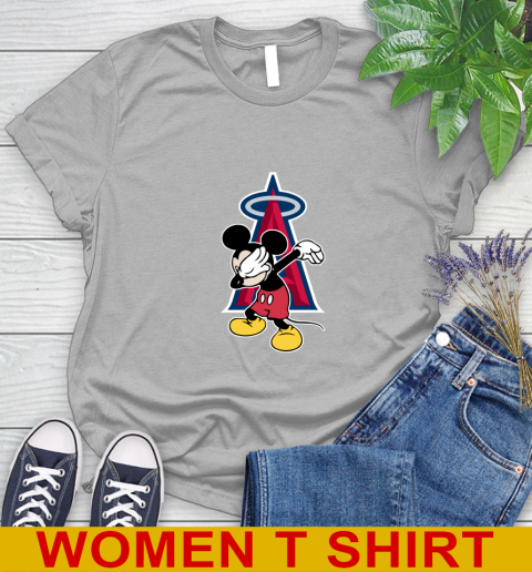 Los Angeles Angels MLB Baseball Dabbing Mickey Disney Sports Women's T-Shirt 5