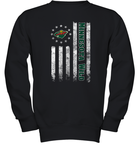 NHL American Flag Hockey Sports Minnesota Wild Youth Sweatshirt