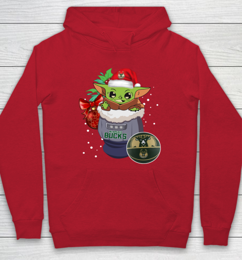 Milwaukee Bucks Christmas Baby Yoda Star Wars Funny Happy NBA Hoodie 10
