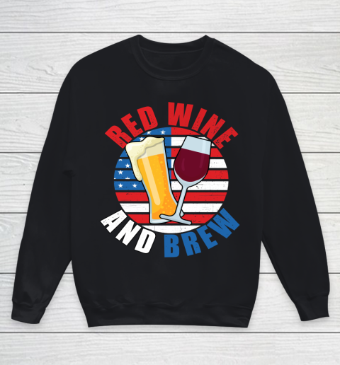 Beer Lover Funny Shirt Red Wine And Brew Funny July 4th Gift Vintage Youth Sweatshirt