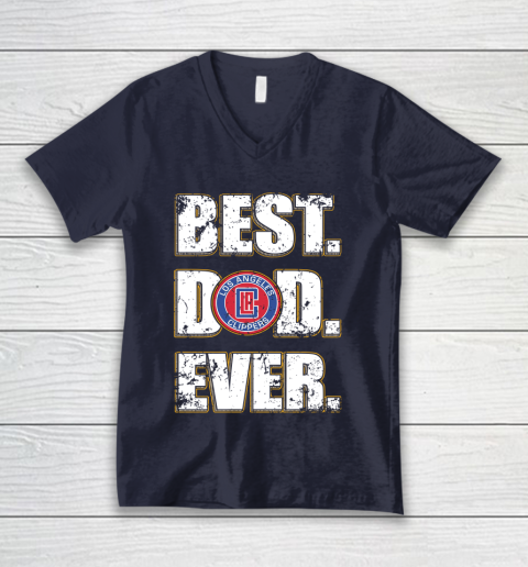 NBA LA Clippers Basketball Best Dad Ever Family Shirt V-Neck T-Shirt 2