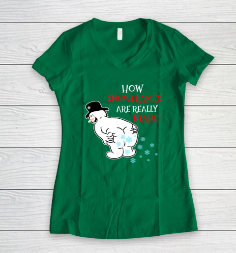 Funny Snowman How Snowflake Are Really Made Christmas Cutome Women's V-Neck T-Shirt 3