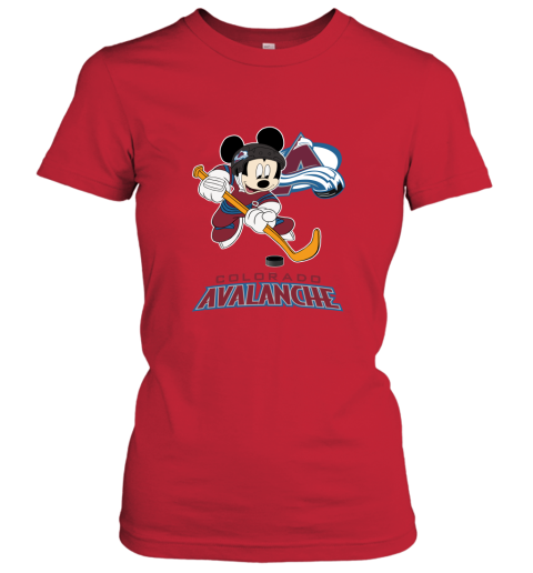 NHL Hockey Mickey Mouse Team Colorado Avanlanche Women's T-Shirt