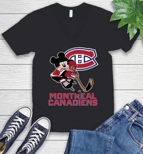 NHL Montreal Canadiens Mickey Mouse Disney Hockey T Shirt V-Neck T-Shirt 2