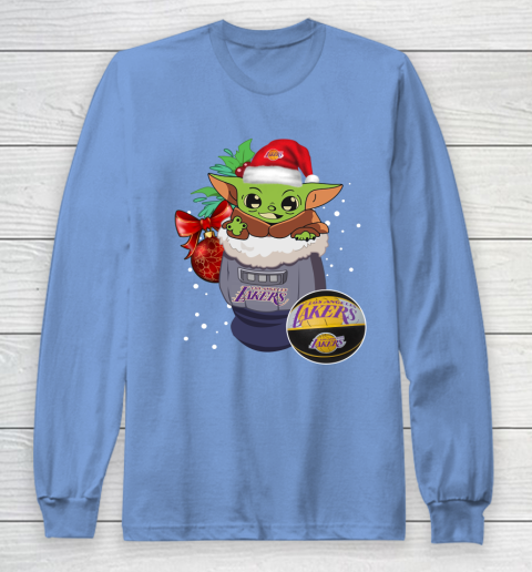 Los Angeles Lakers Christmas Baby Yoda Star Wars Funny Happy NBA Long Sleeve T-Shirt 11