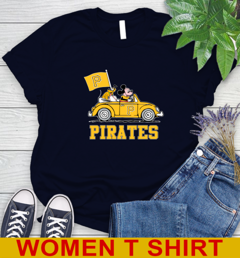 MLB Baseball Pittsburgh Pirates Pluto Mickey Driving Disney Shirt Women's T-Shirt 3