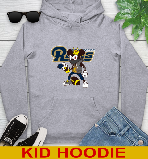 Los Angeles Rams NFL Football Mickey Peace Sign Sports Youth Hoodie - Image 7