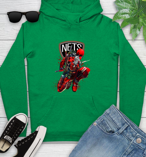 NBA Deadpool Marvel Comics Sports Basketball Brooklyn Nets Youth Hoodie 7