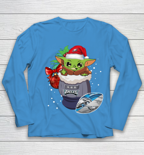 Philadelphia Eagles Christmas Baby Yoda Star Wars Funny Happy NFL Youth Long Sleeve 7