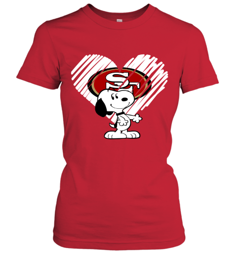 9dyv a happy christmas with san francisco 49ers snoopy ladies t shirt 20 front red