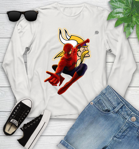 NFL Spider Man Avengers Endgame Football Minnesota Vikings Youth Long Sleeve 12