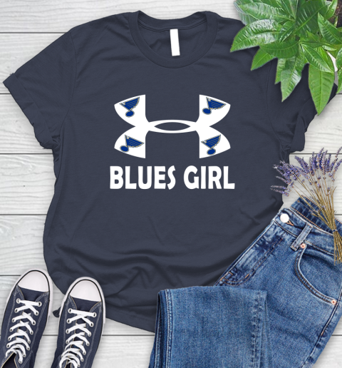 NHL St.Louis Blues Girl Under Armour Hockey Sports Women's T-Shirt 14