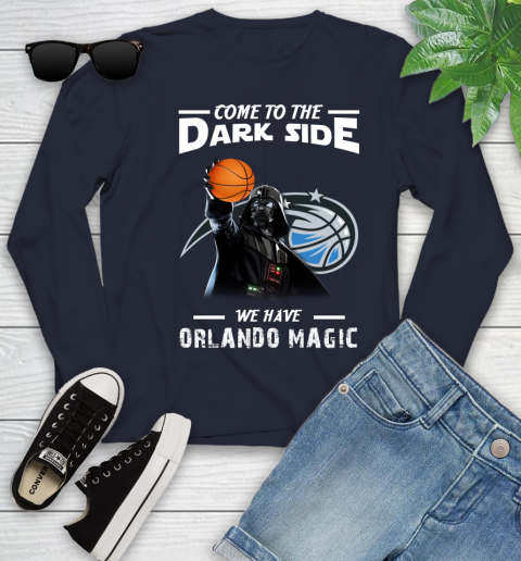NBA Come To The Dark Side We Have Orlando Magic Star Wars Darth Vader Basketball Youth Long Sleeve 2