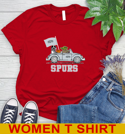 NBA Basketball San Antonio Spurs Darth Vader Baby Yoda Driving Star Wars Shirt Women's T-Shirt 10