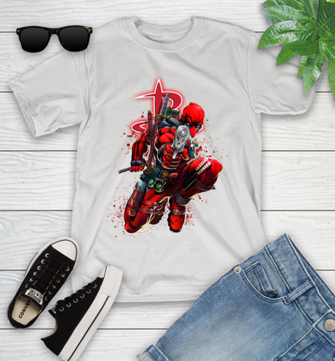 NBA Deadpool Marvel Comics Sports Basketball Houston Rockets Youth T-Shirt