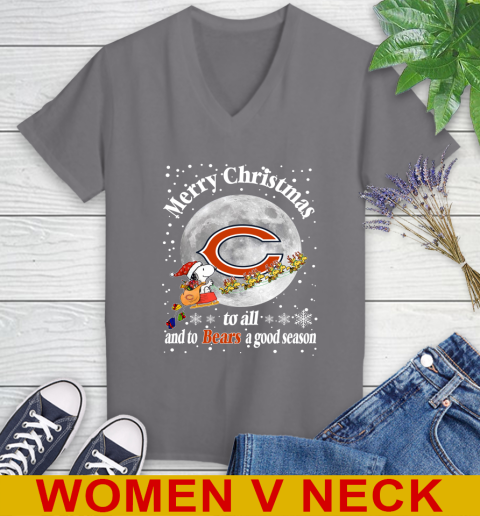 Chicago Bears Merry Christmas To All And To Bears A Good Season NFL Football Sports Women's V-Neck T-Shirt 11