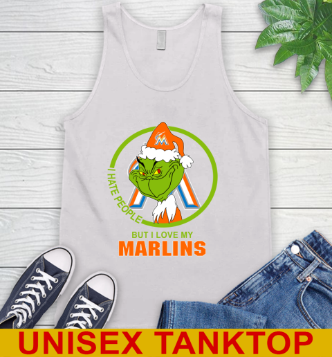 Miami Marlins MLB Christmas Grinch I Hate People But I Love My Favorite Baseball Team Tank Top